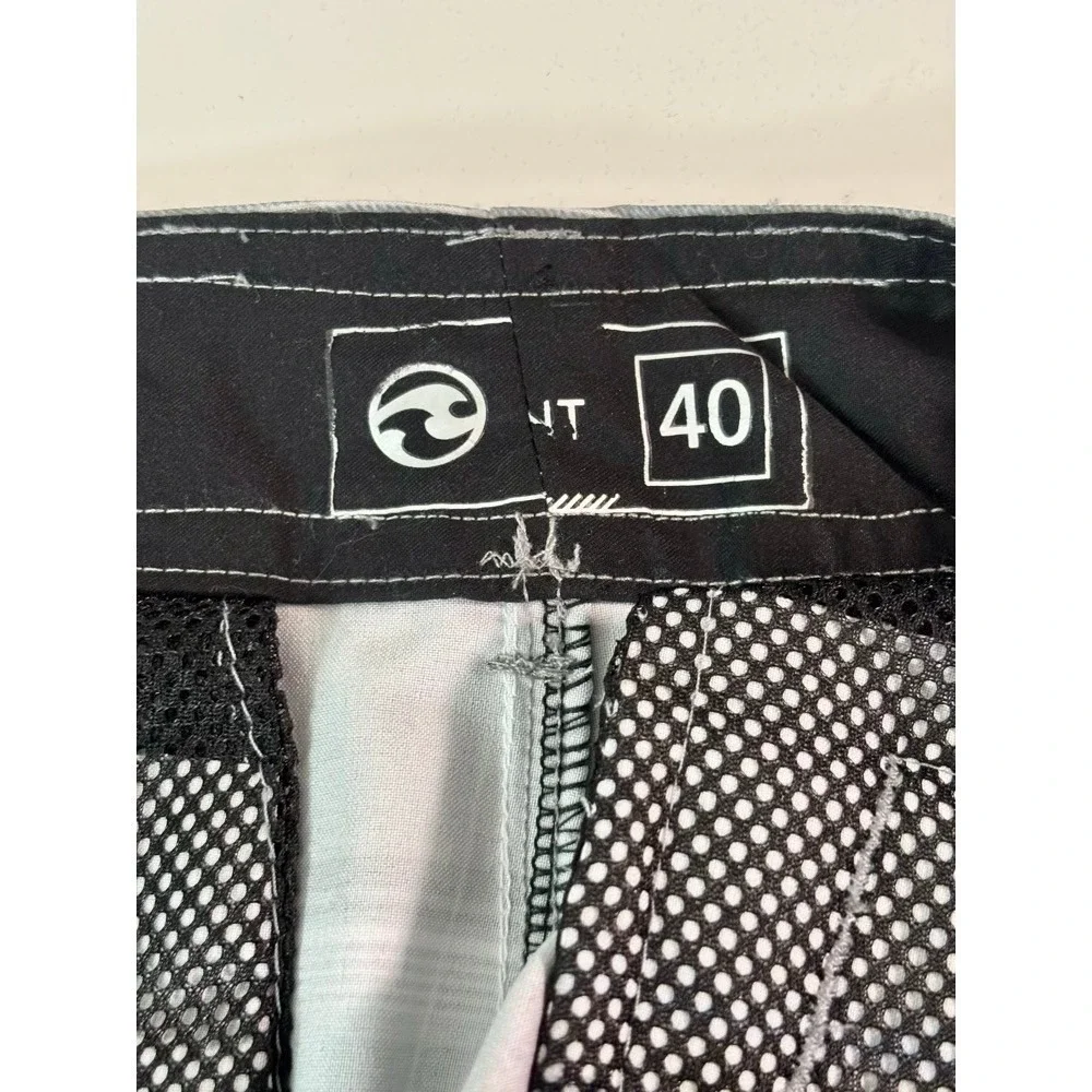 Ocean Current Mens Grey Blue Plaid Cargo Board Shorts Hybrid Swim Trunks Size 40